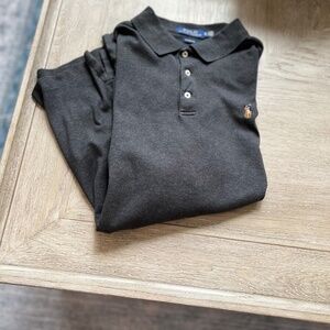 Men's Ralph Lauren polo size XL heathered black with brown emblem